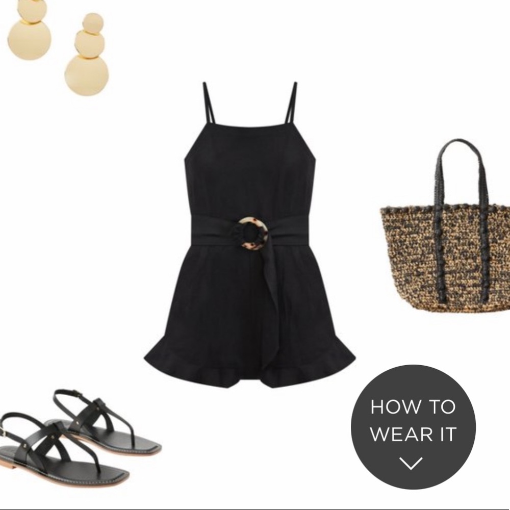 LOFT Linen Ruffle Belted Romper - Picture 4 of 4